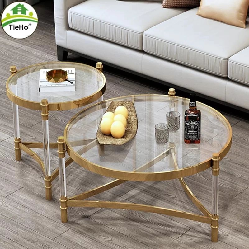 Tieho Round Coffee Table Low Tea Table Combo Hall Center Table Living Room  Home Furniture Gold Stainless Steel Acrylic Glass Top – Coffee Tables –  Aliexpress Within Stainless Steel And Acrylic Coffee Tables (View 5 of 15)