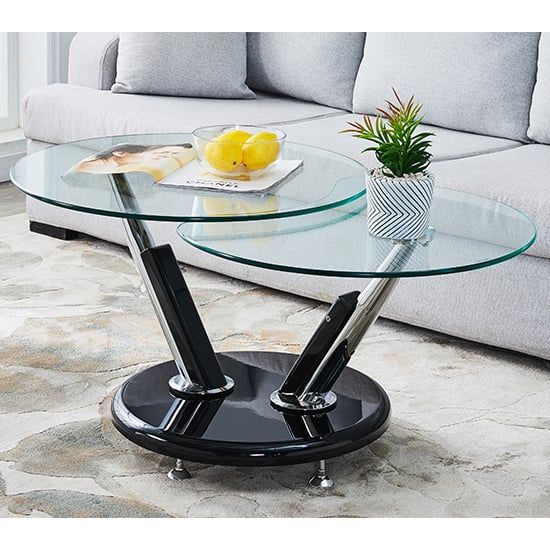Tokyo Twist Glass Top Coffee Table With Black High Gloss Base | Furniture  In Fashion Within Glass Top Coffee Tables (View 2 of 15)