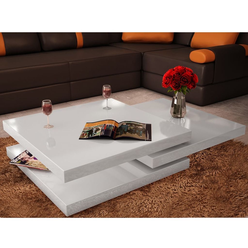 Vidaxl White/black High Gloss 3 Layer Shape Adjustable Coffee Or Side Table  – Walmart In Shape Adjustable Coffee Tables (View 4 of 15)