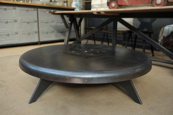 Vintage Industrial Metal Round Coffee Table, 1920s For Sale At Pamono Throughout Round Industrial Coffee Tables (View 12 of 15)