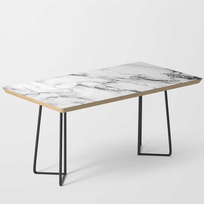 White Faux Marble Texture Coffee Tableartonwear | Society6 For White Faux Marble Coffee Tables (View 14 of 15)