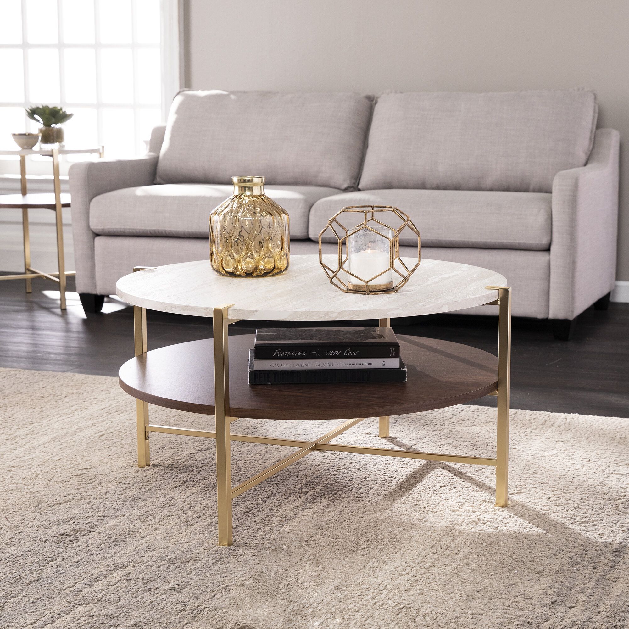 Willa Arlo Interiors Trosper Coffee Table With Storage & Reviews | Wayfair Pertaining To Faux Marble Top Coffee Tables (View 11 of 15)