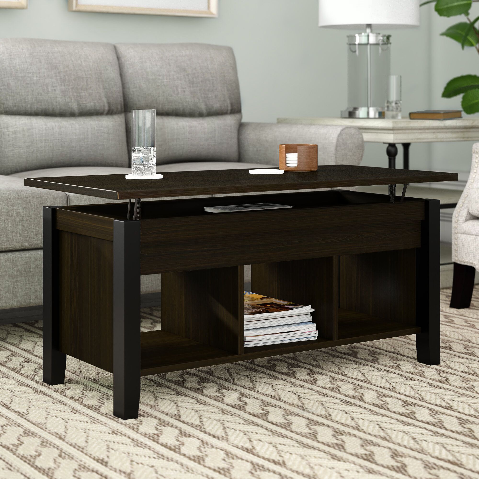 Winston Porter Cinderford Lift Top 4 Legs Coffee Table With Storage &  Reviews | Wayfair Throughout Lift Top Storage Coffee Tables (View 14 of 15)