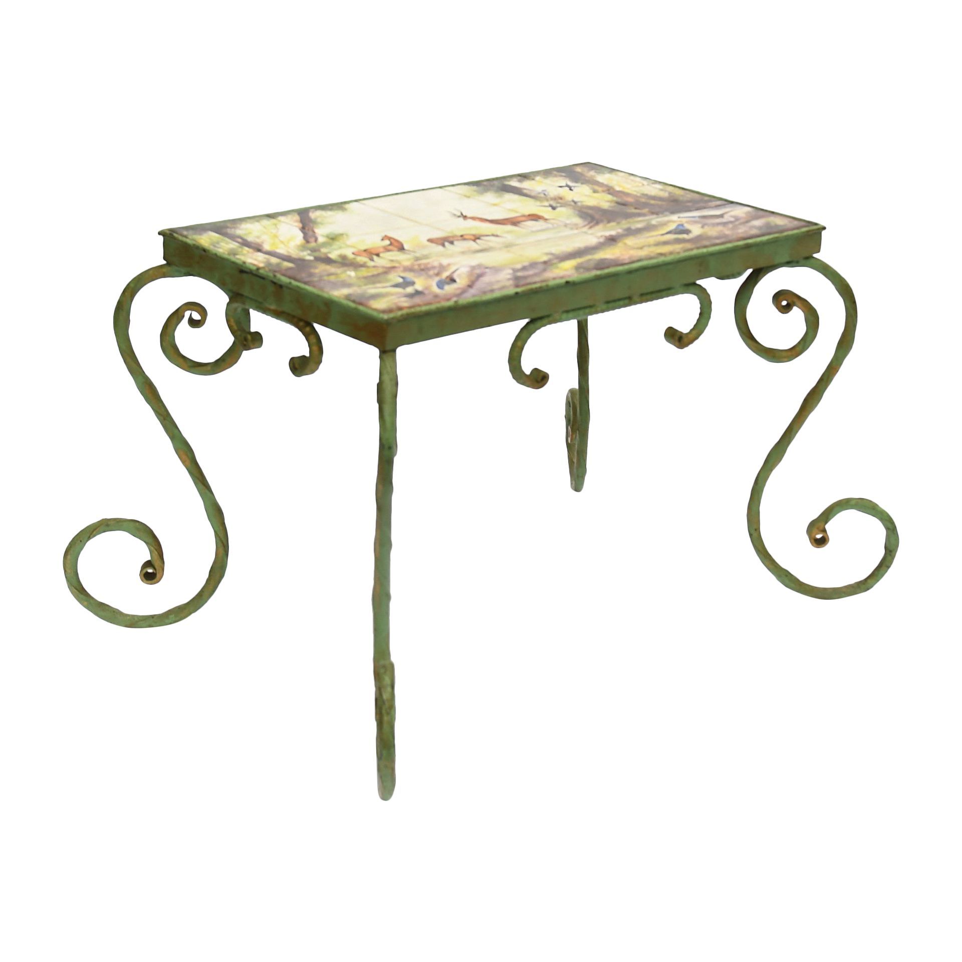 Wrought Iron Coffee Table With Ceramic Tile Top – Coffee Tables | Antikeo Throughout Iron Coffee Tables (View 6 of 15)