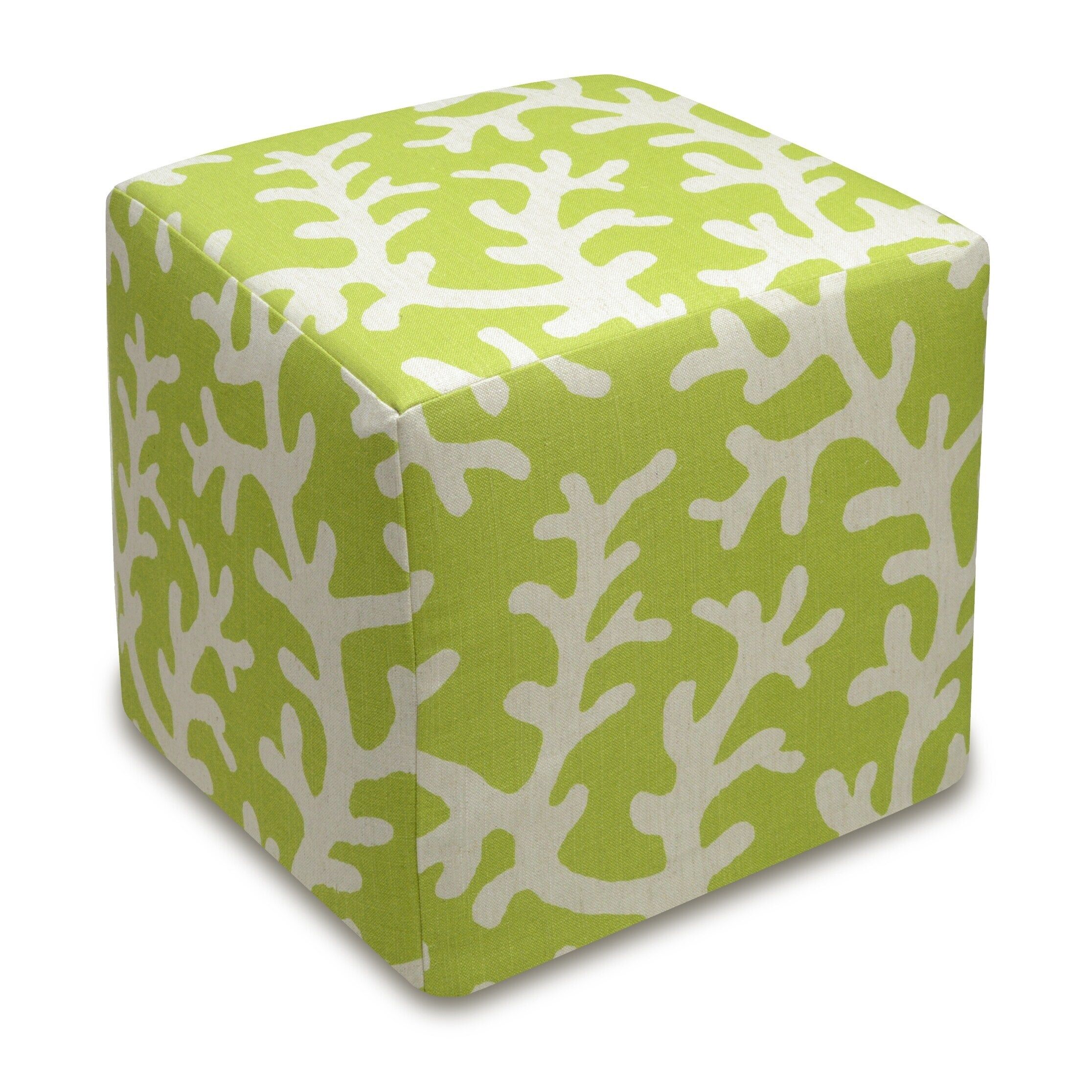 123 Creations Coral Linen Upholstered Cube Ottoman Green – Walmart For Solid Linen Cube Ottomans (View 5 of 15)