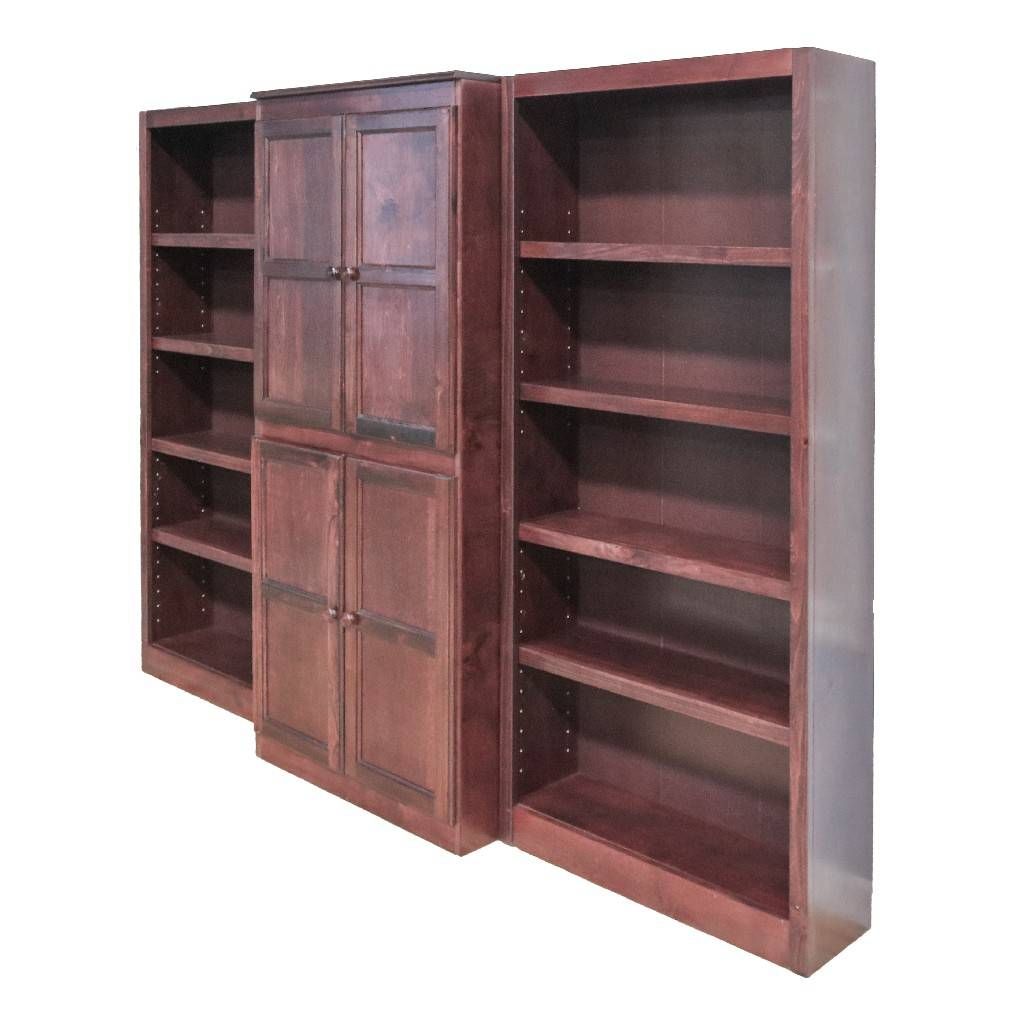 15 Shelf Bookcase Wall With Doors, 72 Inch Tall, Cherry Finish – Concepts  In Wood Wkt3072 C Pertaining To 72 Inch Bookcases With Cabinet (View 2 of 15)