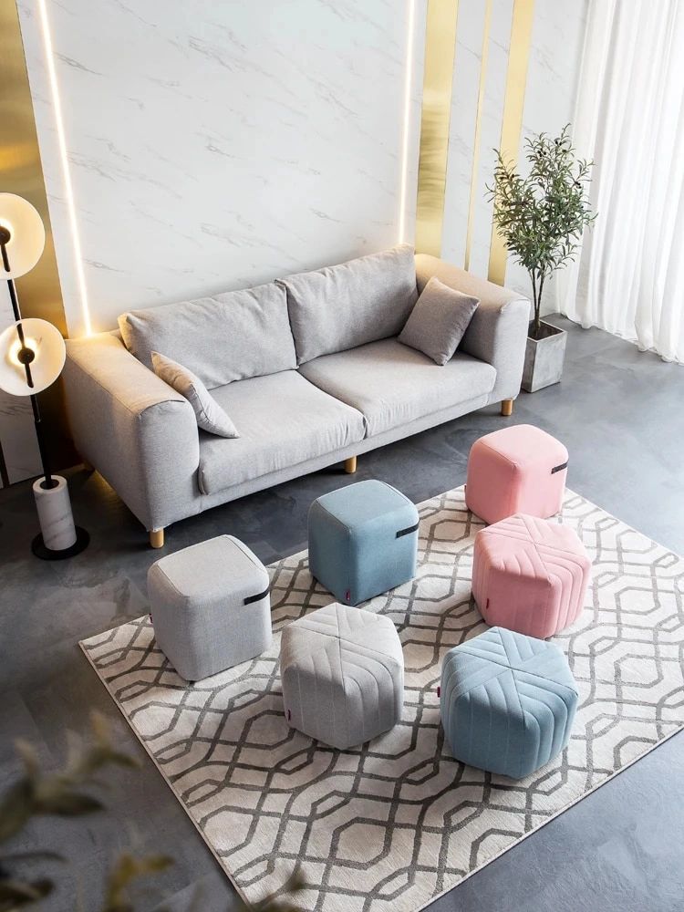 2021 New Coming Nordic Style Originally Concept Hexagon Sofa Linen Fabric  Ottoman Bench 45x45x30cm Stool Sofa Set Living Room – Stools & Ottomans –  Aliexpress In Hexagon Ottomans (View 5 of 15)