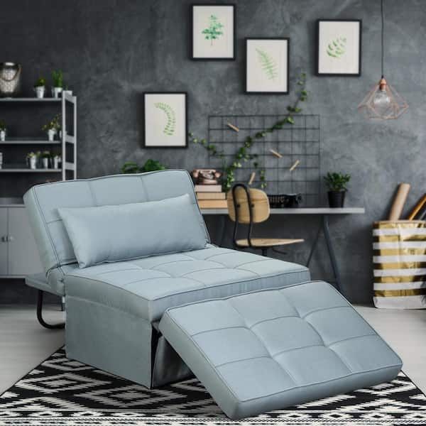4 In 1 Multifunction Adjustable Blue Sofa Bed Folding Convertible Chair/ Ottoman Arm Chair Modern Couch Bed Fpp Rx009 – The Home Depot With Blue Folding Bed Ottomans (View 13 of 15)