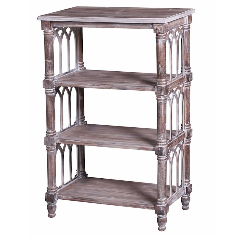4 Tier Distressed Wood Bookshelf | At Home Within Four Tier Bookcases (View 13 of 15)