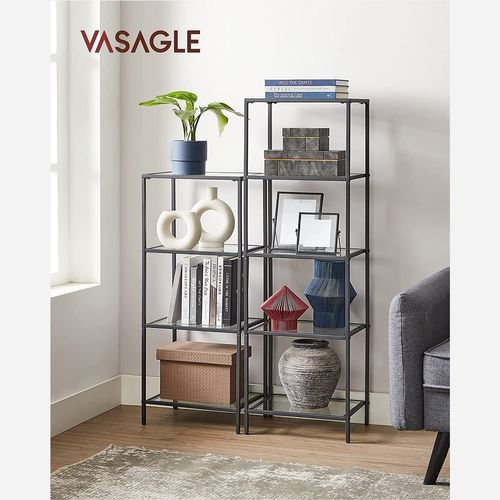 5 Tier Tempered Glass Bookshelf | Vasagle With Regard To Bookcases With Tempered Glass (View 9 of 15)