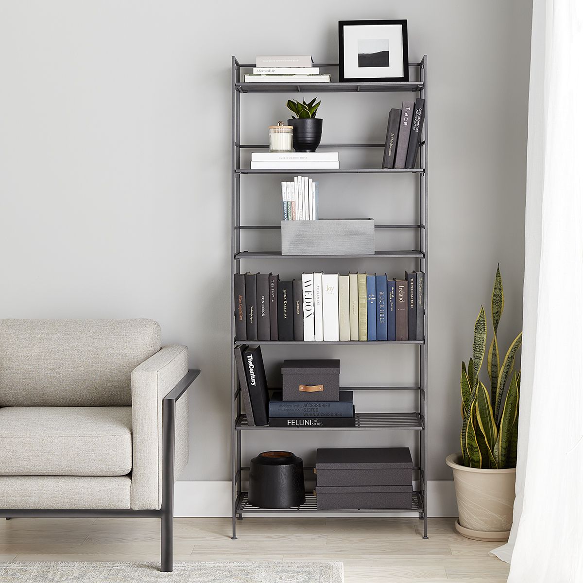6 Shelf Iron Folding Bookshelf | The Container Store With Regard To 30 Inch Bookcases (View 10 of 15)