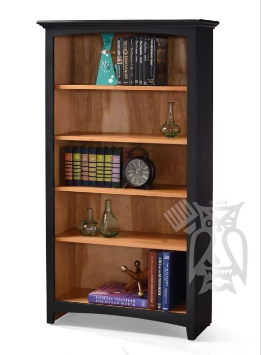 Alder Wood Mckenzie Bookcase In Tricorn Black & Natural Finish 60 | Bookcase  Makeover, Small Bookcase Makeover, Bookshelf Makeover For Natural Black Bookcases (View 10 of 15)