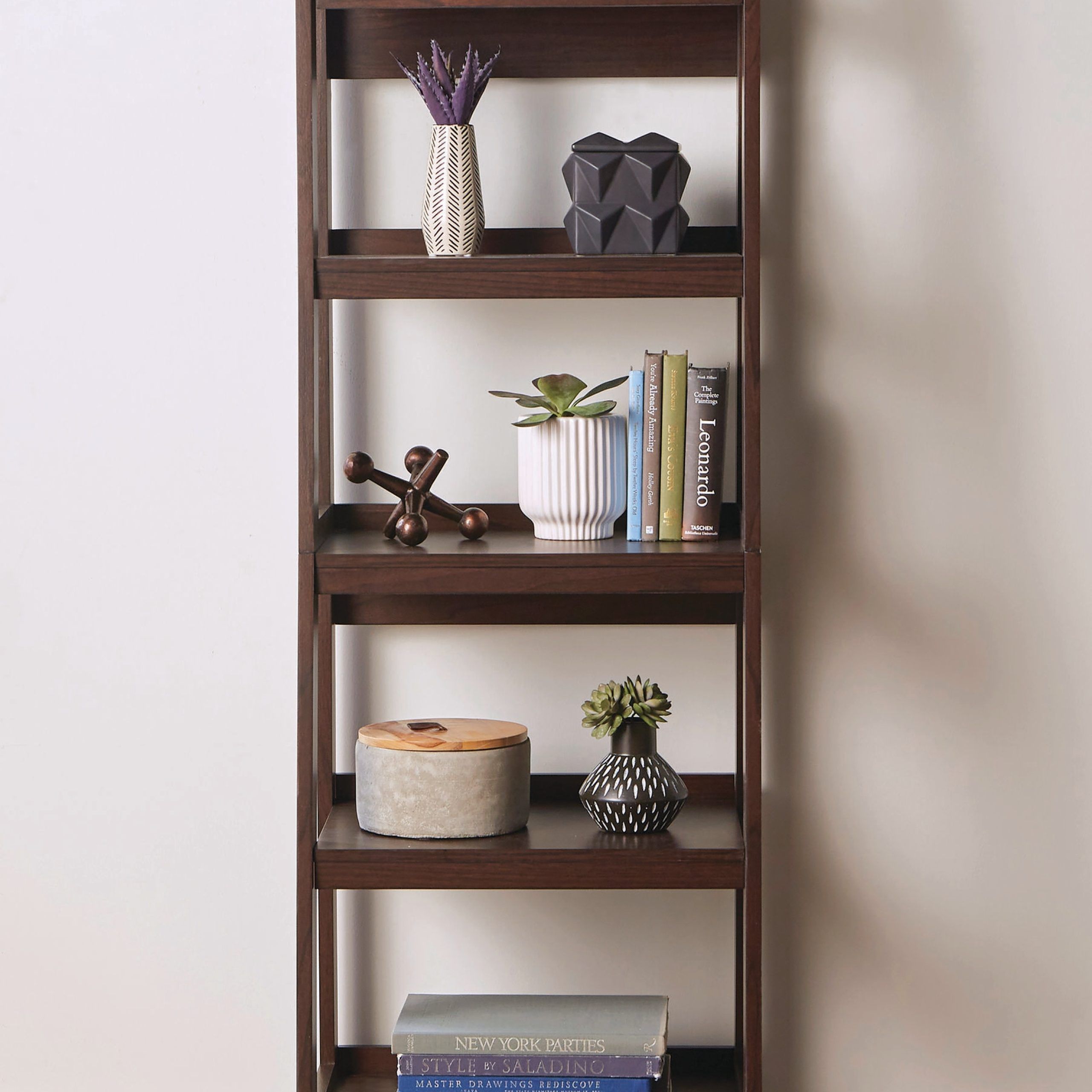 Allen + Roth Dark Walnut 5 Shelf Ladder Bookcase ( (View 4 of 15)