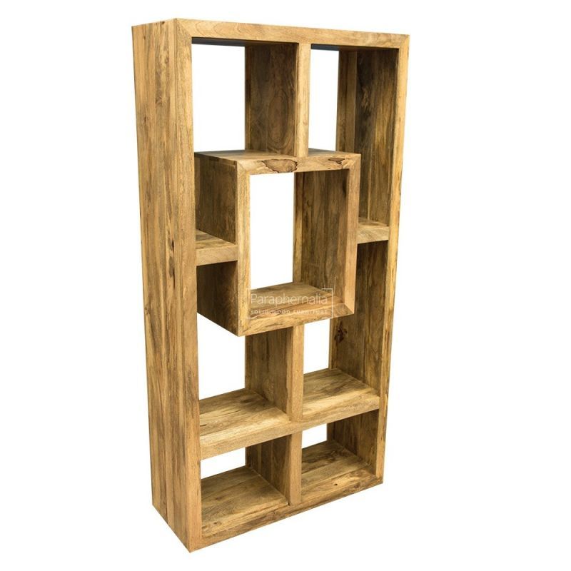 Ambala Cube Light Mango Wood Display Unit / Bookcase – Solid Indian Mango  Wood Display Shelves – Bookcase – Cuba Mango Light Finish Furniture – Petite Inside Mango Wooden Bookcases (View 15 of 15)