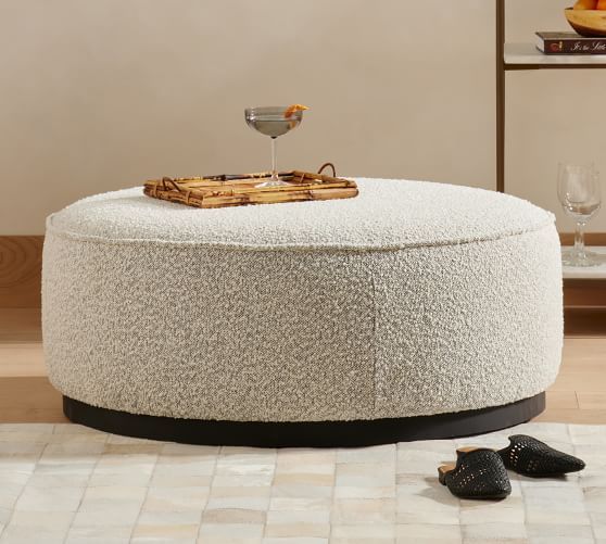 Arroyo Round Upholstered Ottoman | Pottery Barn With 36 Inch Round Ottomans (View 11 of 15)