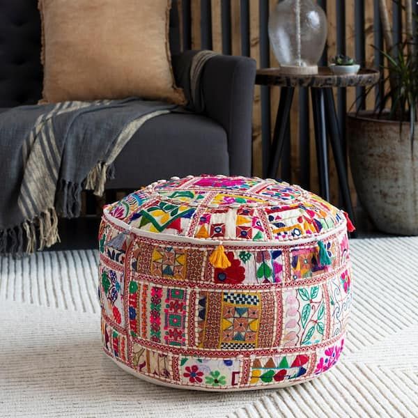 Artistic Weavers Siena Multi Color Accent Pouf Ottoman S00151051097 – The  Home Depot In Multicolor Ottomans (View 9 of 15)