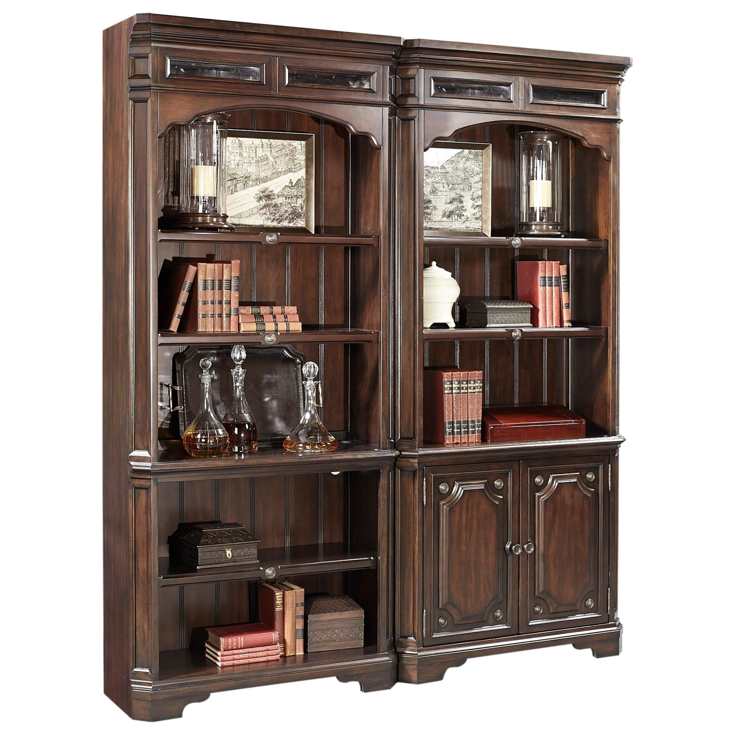 Aspenhome Sheffield Traditional 2 Door Bookcase With Seed Glass Detail And  Led Display Lighting | Wayside Furniture & Mattress | Combination Bookcases With Regard To Two Door Hutch Bookcases (View 10 of 15)