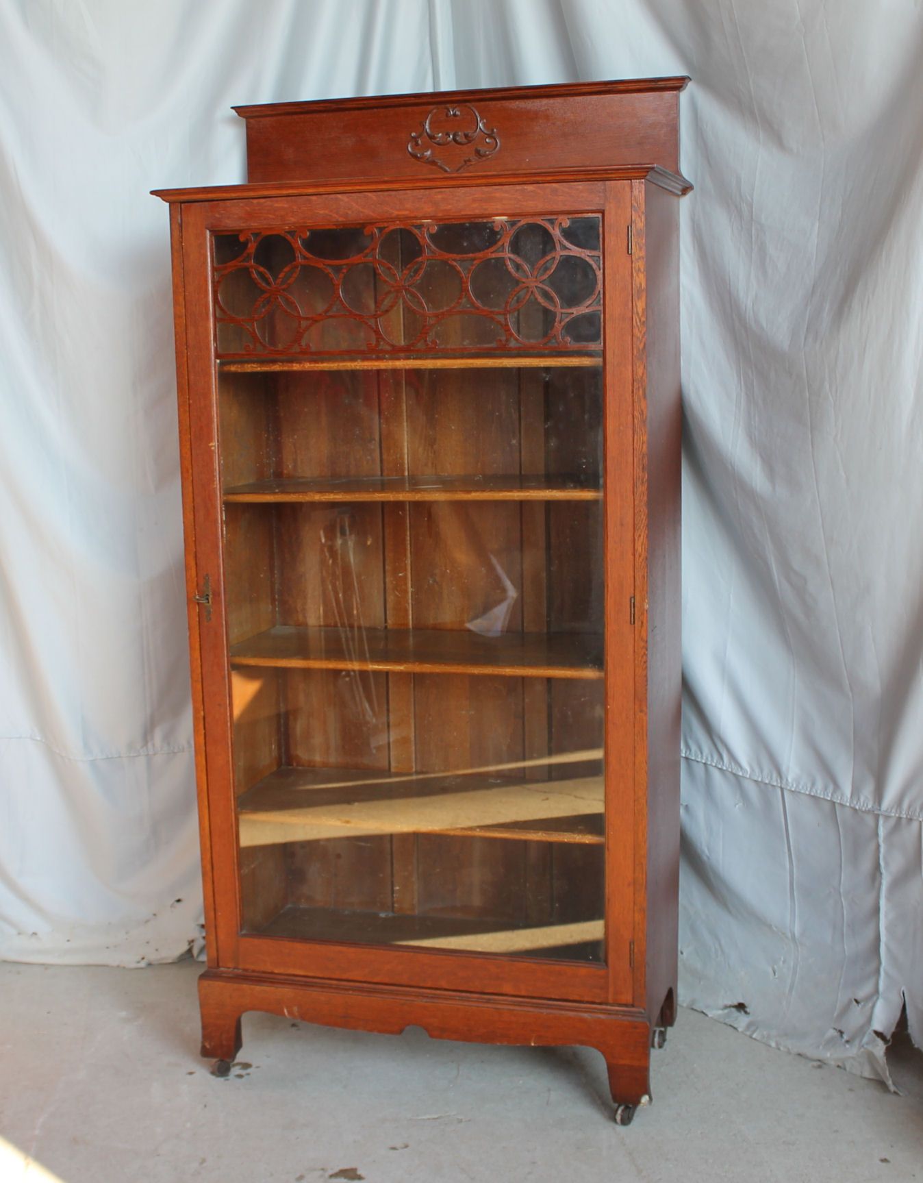 Bargain John's Antiques | Antique Oak Bookcase – Single Door – Adjustable  Shelving – Bargain John's Antiques Within Single Door Bookcases (View 13 of 15)