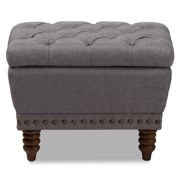 Baxton Studio Annabelle Traditional Gray Fabric Upholstered Storage Ottoman  28862 7217 Hd – The Home Depot With Regard To Fabric Upholstered Ottomans (View 14 of 15)