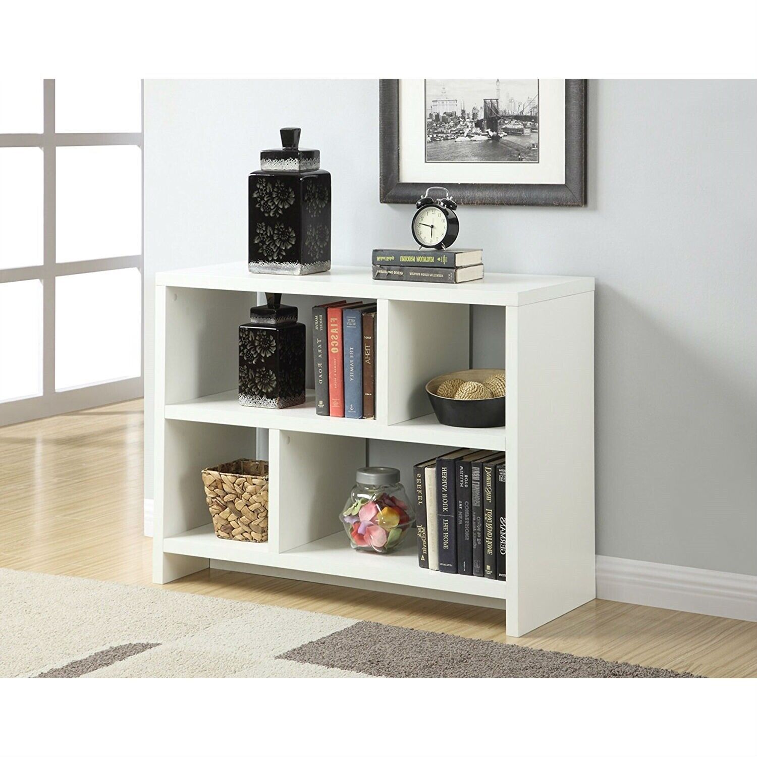 Beautiful Quality White 2 Shelf Modern Bookcase Console Table Good Free  Shipping | Ebay For White Console Bookcases (View 3 of 15)