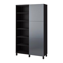 Bestå Storage Combination With Doors Black Brown/riksviken Brushed Dark  Pewter Effect 120x42x202 Cm | Ikea Lietuva Regarding Dark Brushed Pewter Bookcases (View 4 of 15)