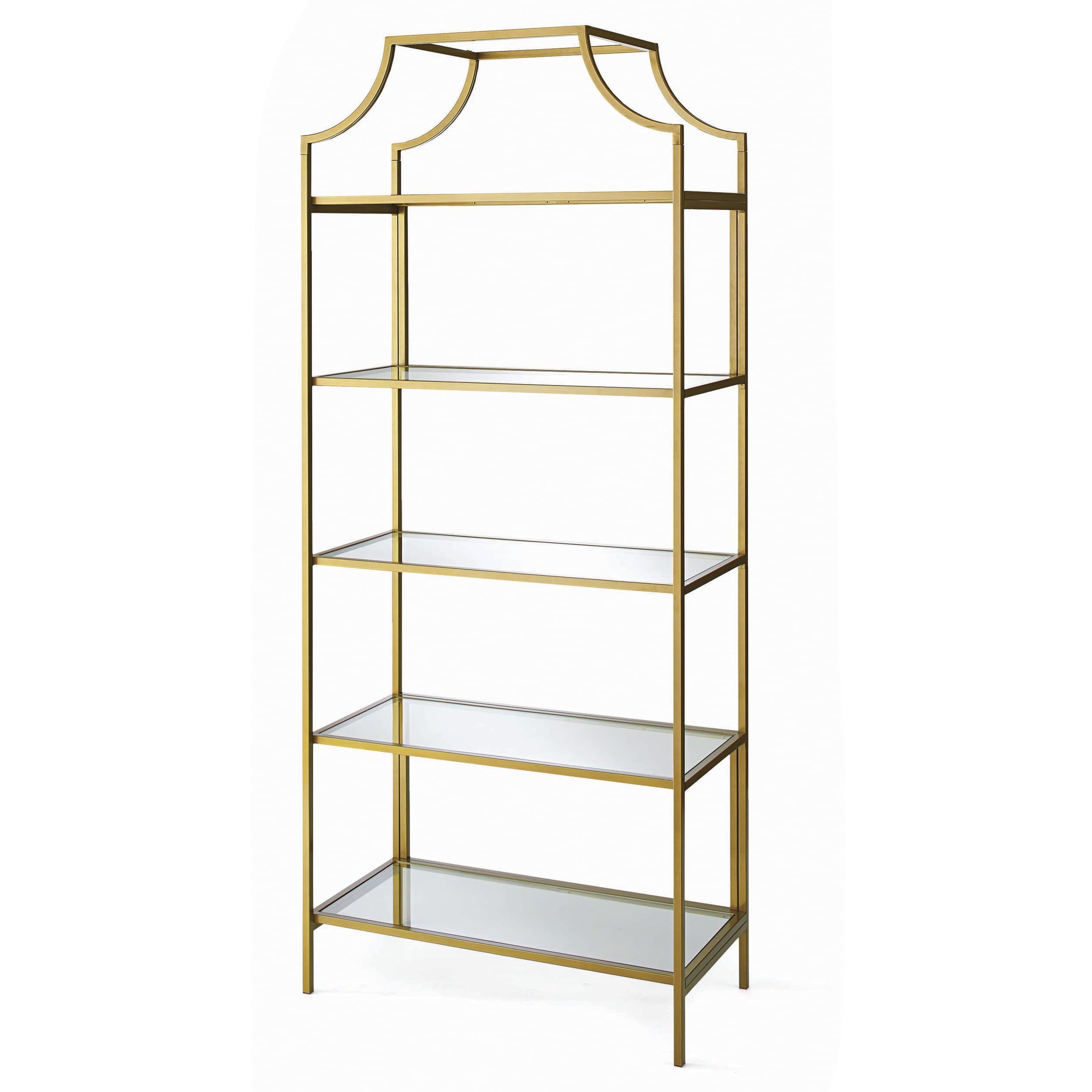 Better Homes & Gardens 71" Nola 5 Tier Etagere Bookcase, Gold Finish –  Walmart Intended For Gold Glass Bookcases (View 2 of 15)