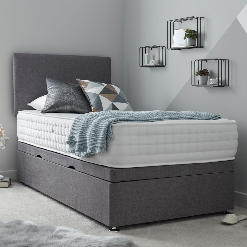 Beyton Single 90cm Side Opening Ottoman Bed Sierra Grey • Glasswells • Bury  St Edmunds & Ipswich, Suffolk Pertaining To Single Ottomans (View 9 of 15)