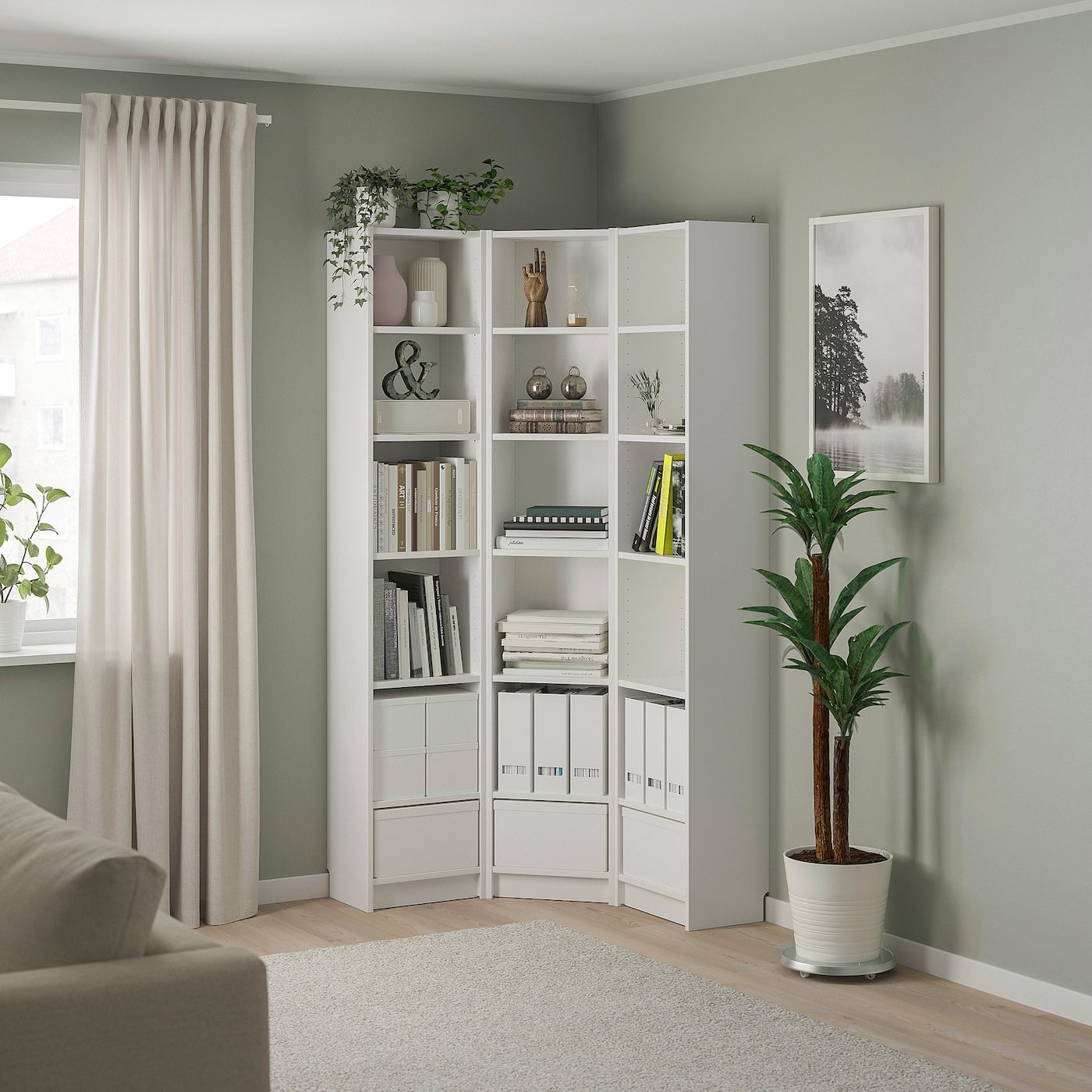 Billy Bookcase Combination/crn Solution, White, 373/8/373/8x11x791/2" – Ikea With Corner Bookcases (View 1 of 15)