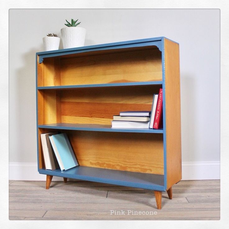 Blue Paint And Wood Modern Bookshelf | Wood Bookshelf Makeover, Bookshelves  Diy, Painted Bookshelves With Blue Wood Bookcases (View 9 of 15)