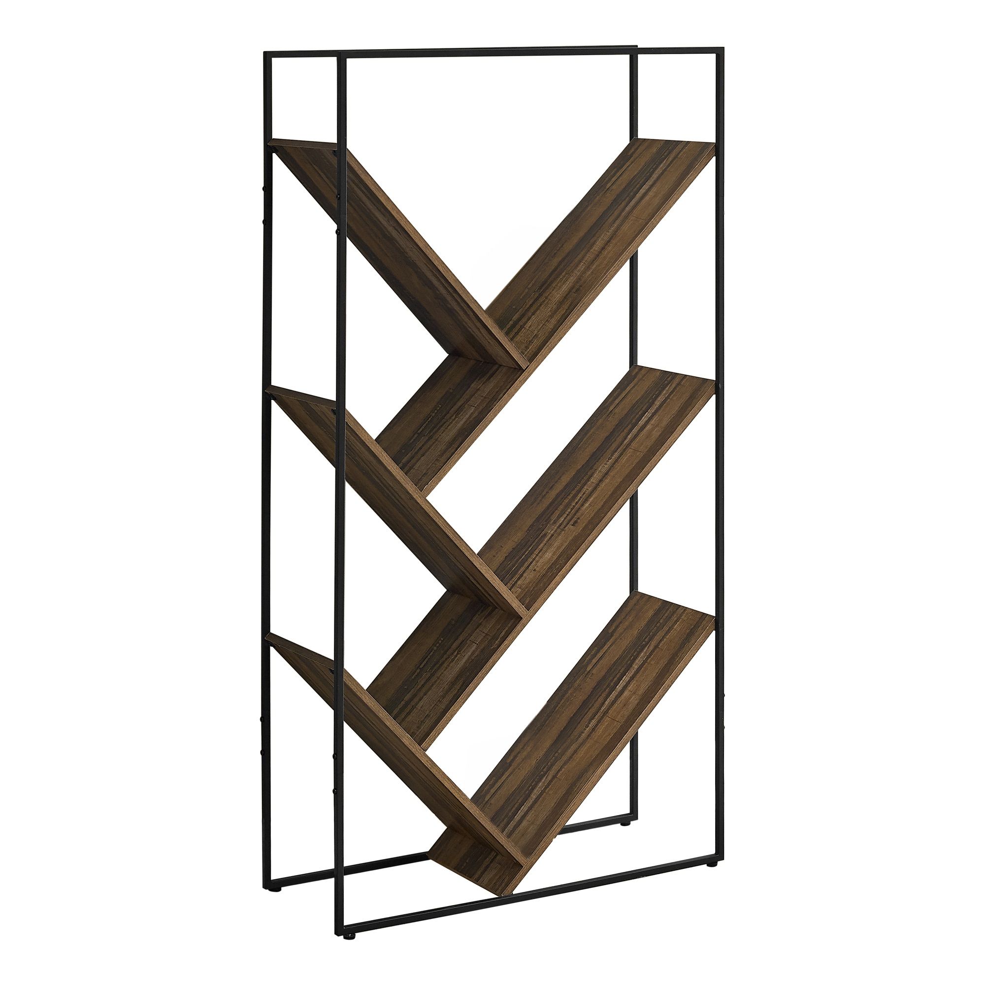 Bookcase – 60"h / Brown Reclaimed Wood Look / Black Metal – Walmart For Textured Black Bookcases (View 11 of 15)