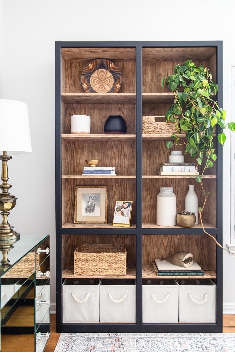 Bookcase Makeover: Black And Wood Oak Bookcase – Maison De Pax Throughout Natural Black Bookcases (View 1 of 15)