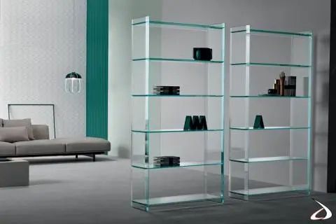 Bookcase Quiller Modern And Design Glass With Six Shelves | Toparredi In Bookcases With Tempered Glass (View 1 of 15)