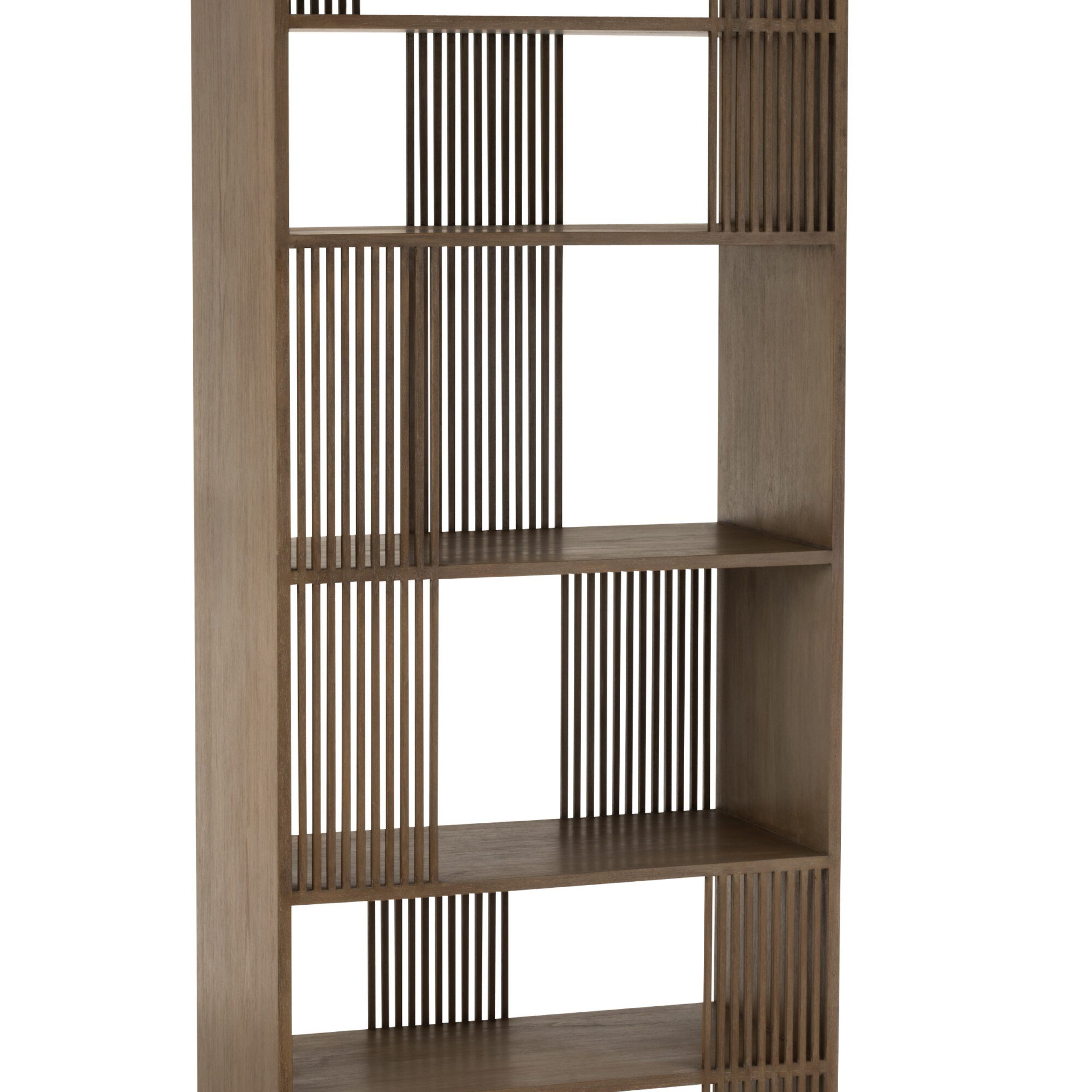 Bookcase Vertical Slats Wd Br | J Linejolipa Throughout Bookcases With Slats (View 14 of 15)