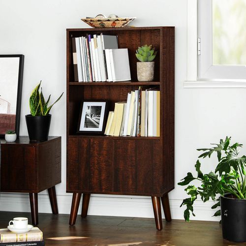 Bookcase Walnut Color | Vasagle Inside Walnut 2 Tier Bookcases (View 8 of 15)