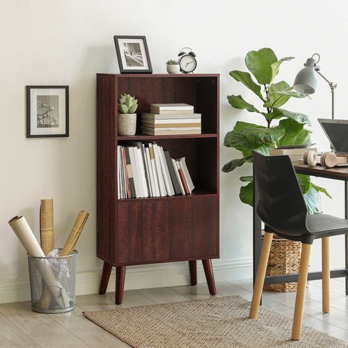 Bookcase Walnut Color | Vasagle With Regard To Walnut 2 Tier Bookcases (View 7 of 15)