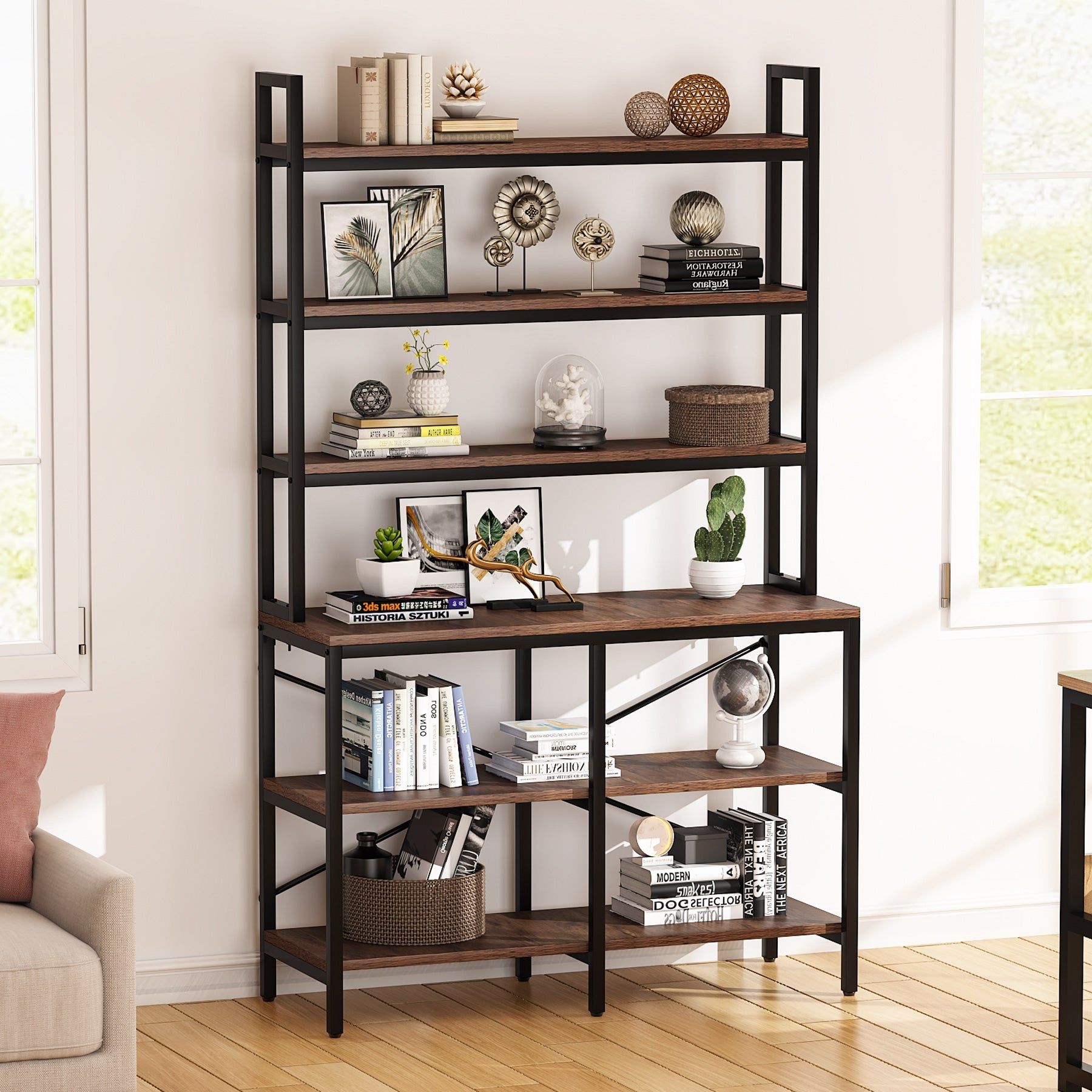 Bookshelf, 6 Tier Bookcase Storage Display Rack Standing Shelf – Overstock  – 34688763 Intended For 39 Inch Bookcases (View 10 of 15)