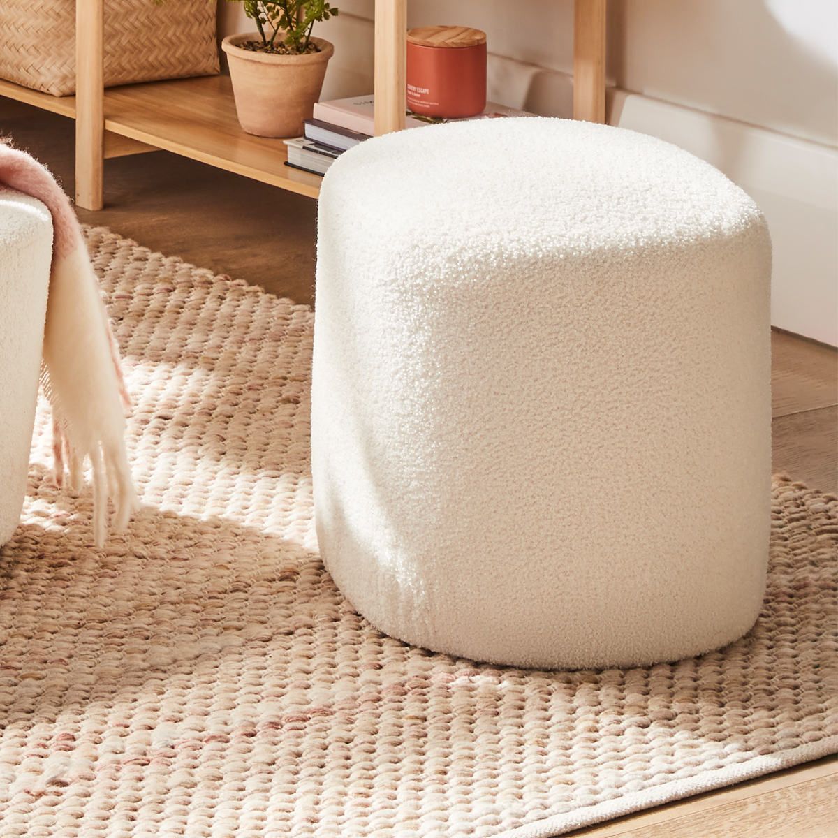Brand New White Boucle Ottoman New Foot Stool Seat Chaise | Ebay Within Boucle Ottomans (View 10 of 15)