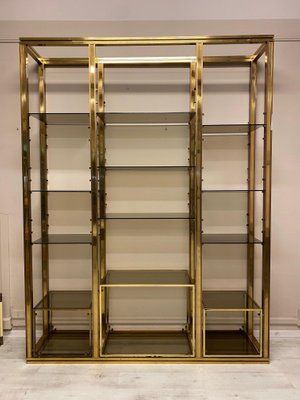 Brass Bookcase, 1970s For Sale At Pamono Intended For Brass Bookcases (View 5 of 15)