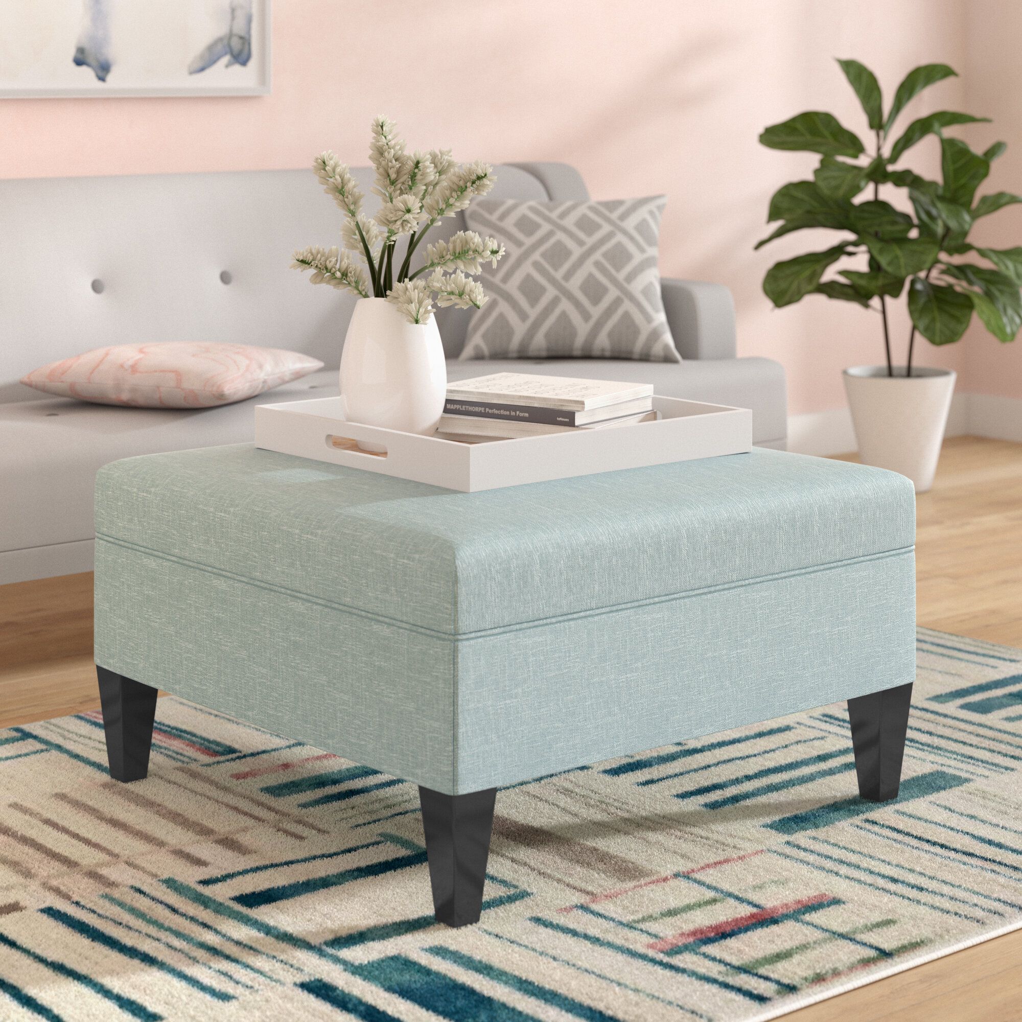 Brayden Studio® Gamino Upholstered Ottoman & Reviews | Wayfair With 19 Inch Ottomans (View 11 of 15)