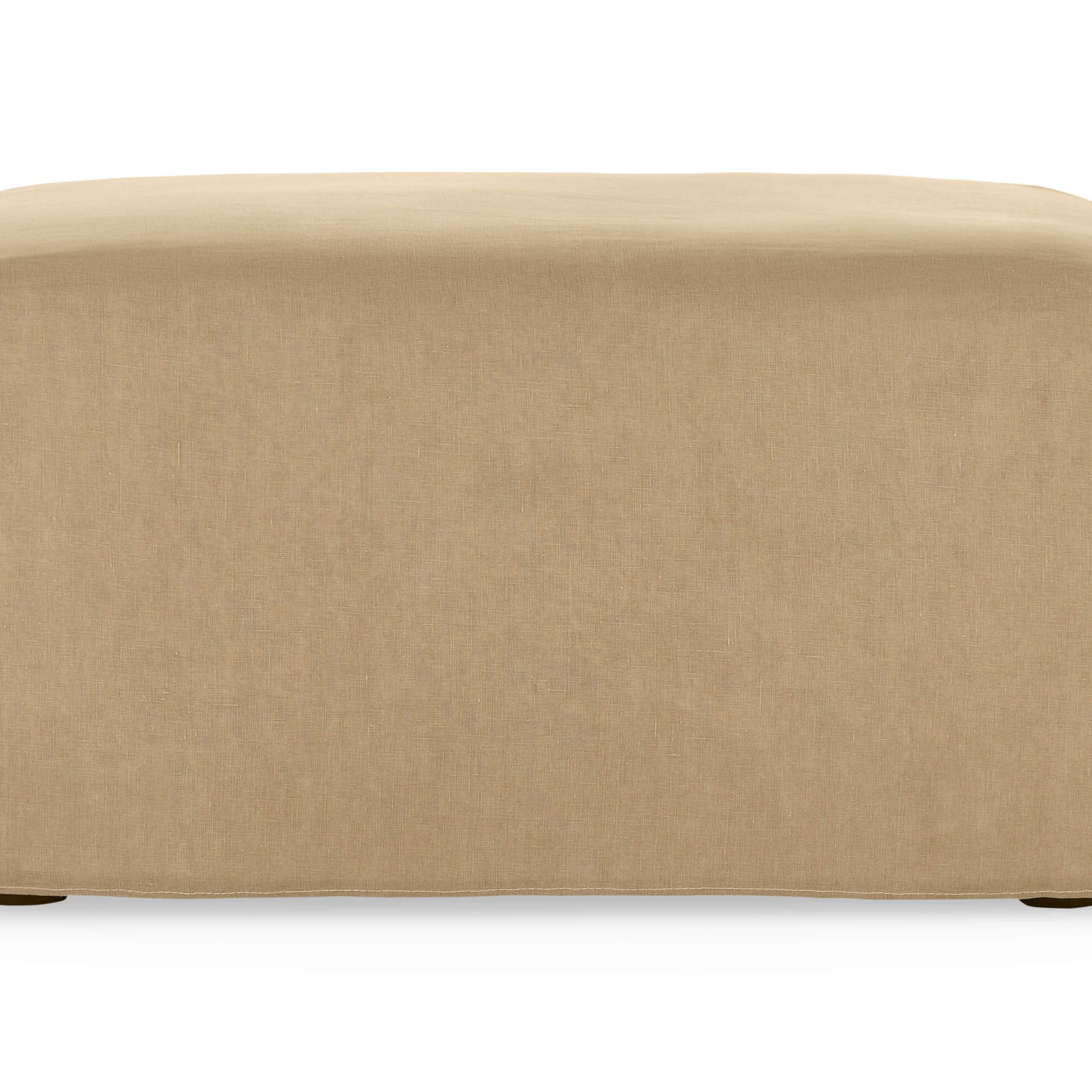 Bronte Ottoman | Khaki | 100% Italian Linen | Plush Cushion With Regard To Solid Linen Cube Ottomans (View 12 of 15)