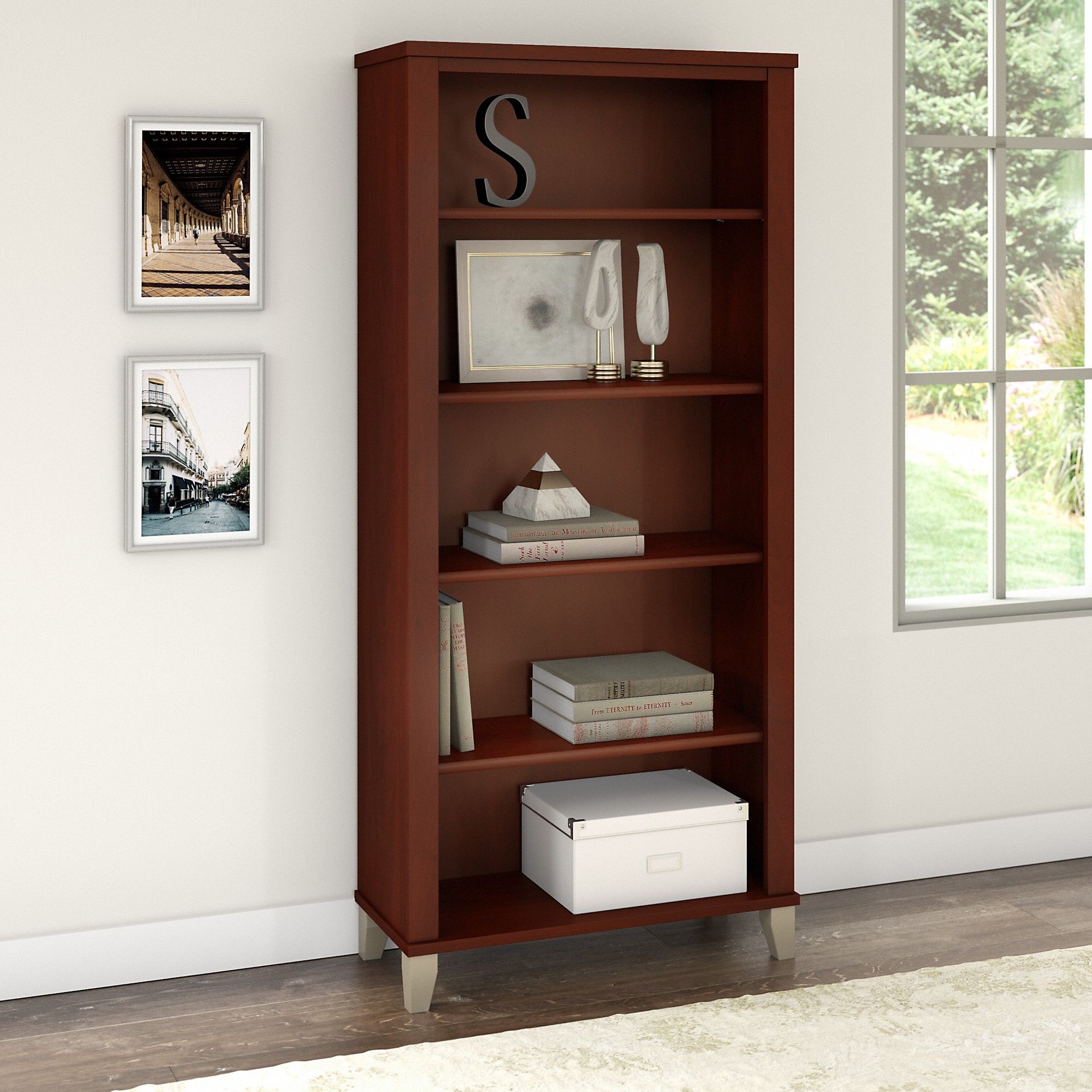 Bush Furniture Somerset Tall 5 Shelf Bookcase Wc81765 Intended For Five Shelf Bookcases With Drawer (View 14 of 15)