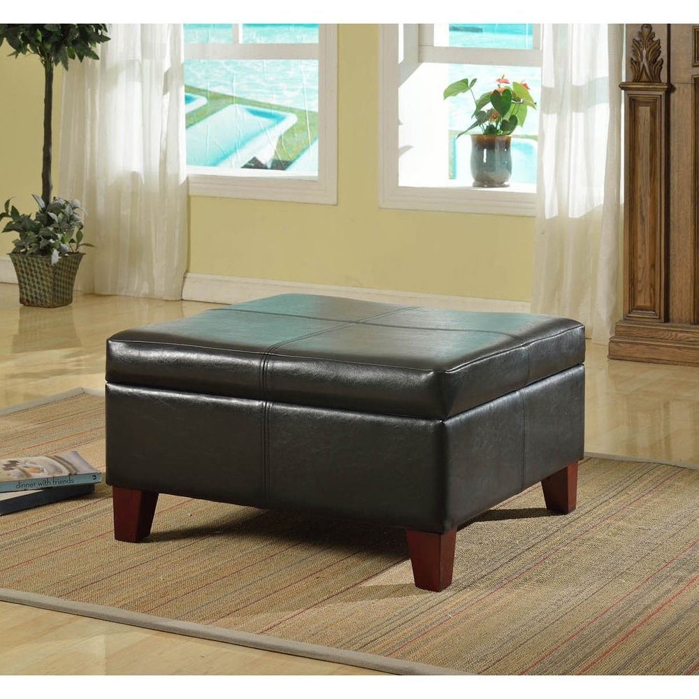 Buy Black, Faux Leather Ottomans & Storage Ottomans Online At Overstock |  Our Best Living Room Furniture Deals Pertaining To Black Faux Leather Ottomans (View 5 of 15)