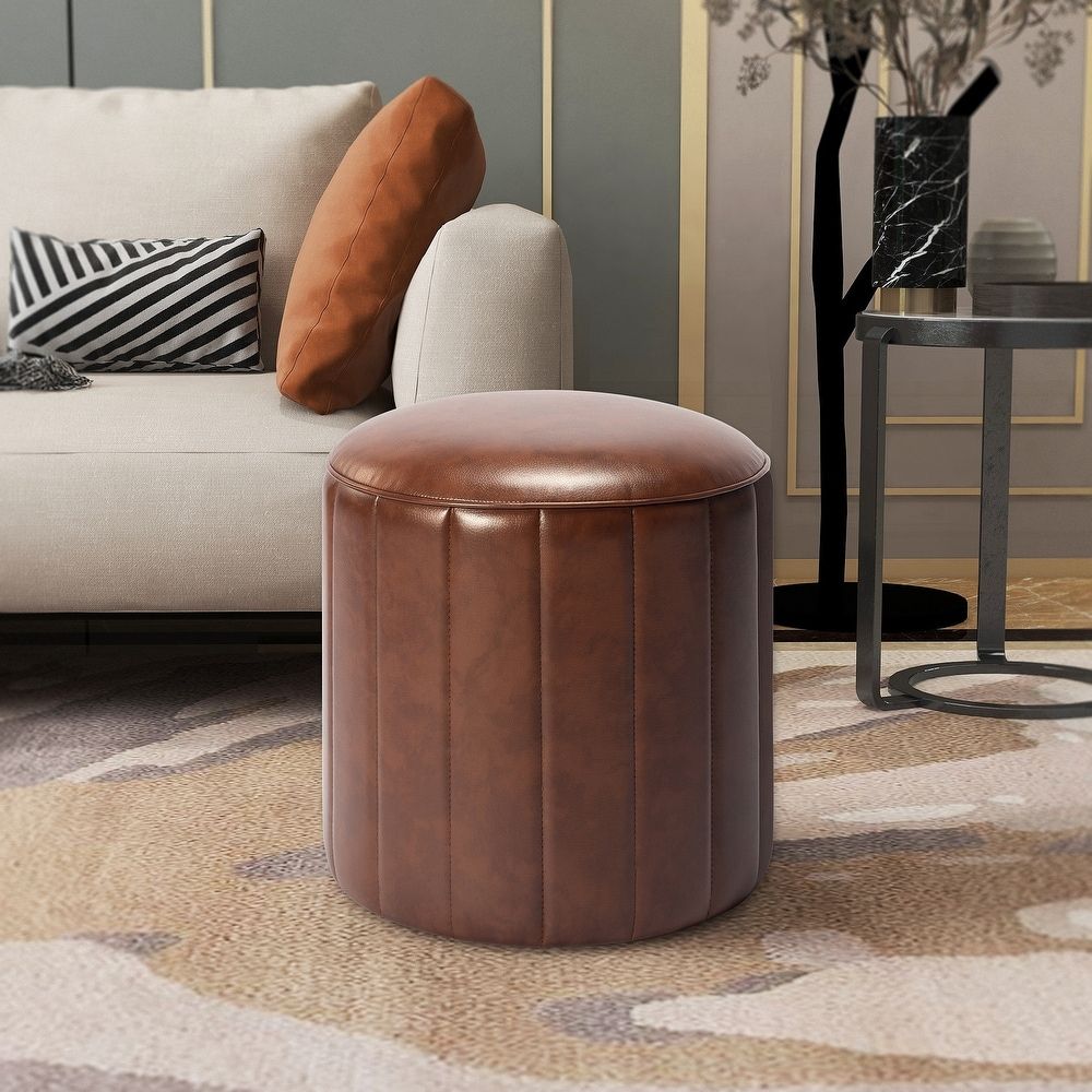 Buy Brown, Round Ottomans & Storage Ottomans Online At Overstock | Our Best  Living Room Furniture Deals Throughout Brown Wash Round Ottomans (View 2 of 15)