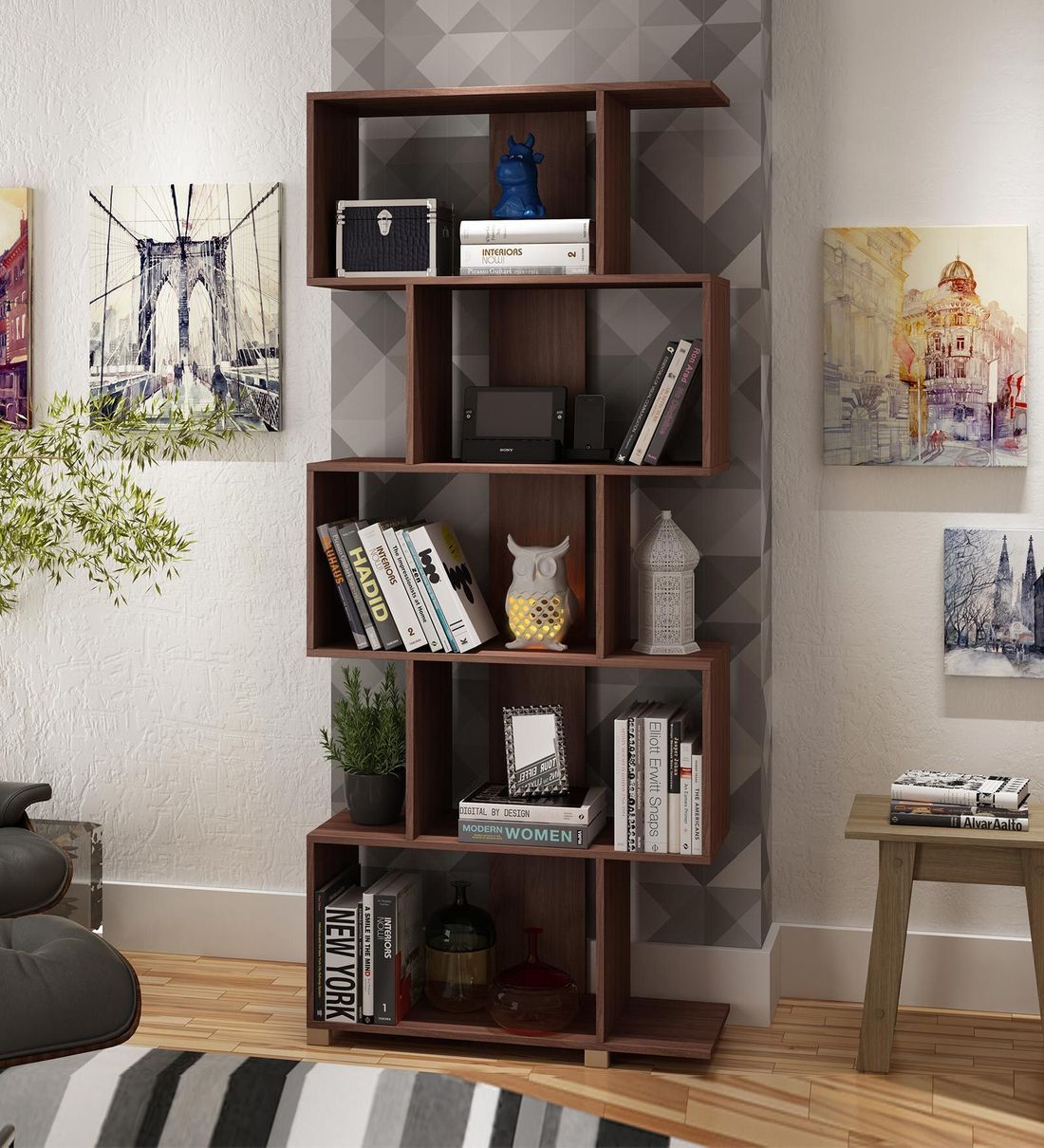 Buy Emiko Book Shelf In Nut Brown Finishmintwud Online – Modern Book  Shelves – Book Shelves – Furniture – Pepperfry Product With Nut Brown Finish Bookcases (View 12 of 15)