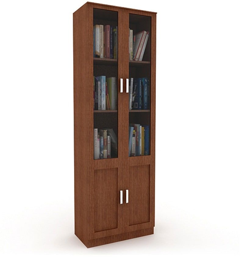 Buy Johan Two Door Glass Bookcase In Oakhousefull Online – Book Cases –  Book Cases – Furniture – Pepperfry Product Throughout Two Door Bookcases (View 7 of 15)