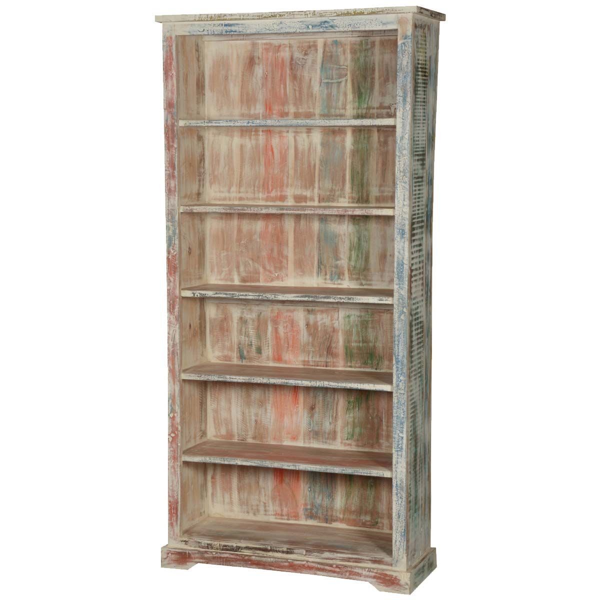 Chickasaw 6 Open Shelf Rustic Reclaimed Wood Standard Bookcase Pertaining To Barnwood Bookcases (View 11 of 15)