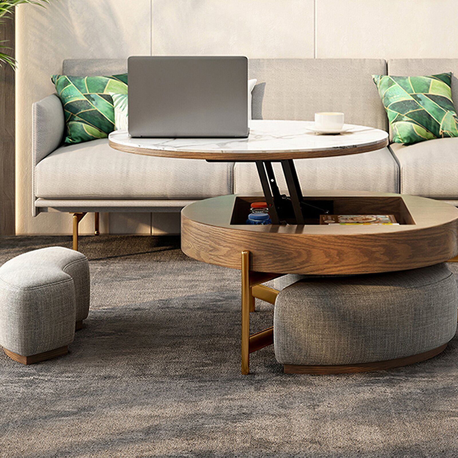 Coffee Table With Nesting Stools – Ideas On Foter Inside Nesting Ottomans Set Of  (View 11 of 15)