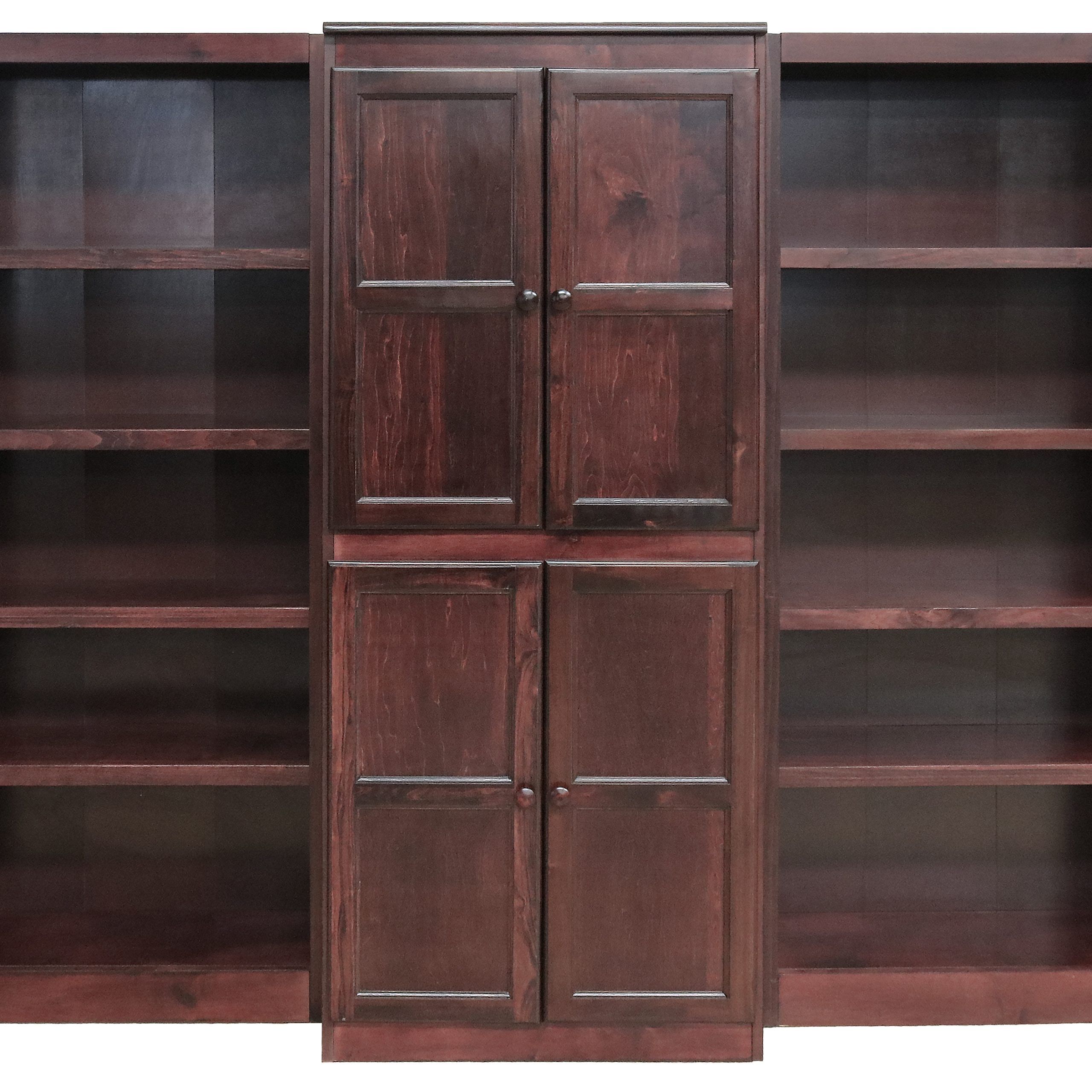Concepts In Wood 15 Shelf Bookcase Wall With Doors, 72 Inch Tall – Cherry  Finish – Walmart With 72 Inch Bookcases With Cabinet (View 12 of 15)