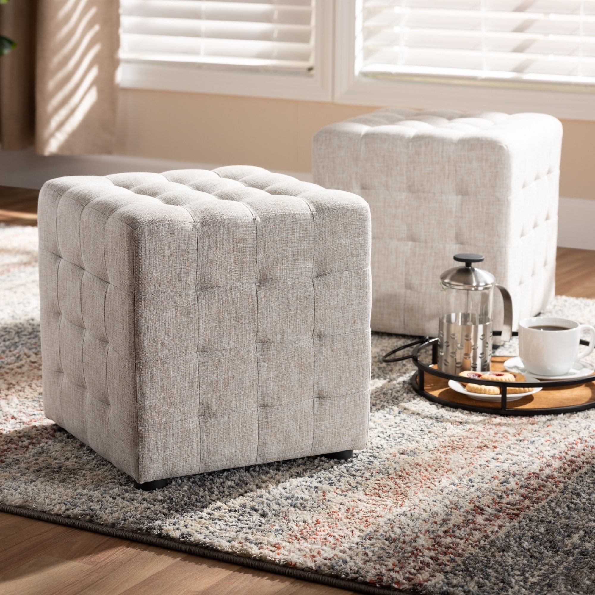 Contemporary Fabric 2 Piece Ottoman Set – Overstock – 28032256 Throughout Matte Grey Ottomans (View 15 of 15)