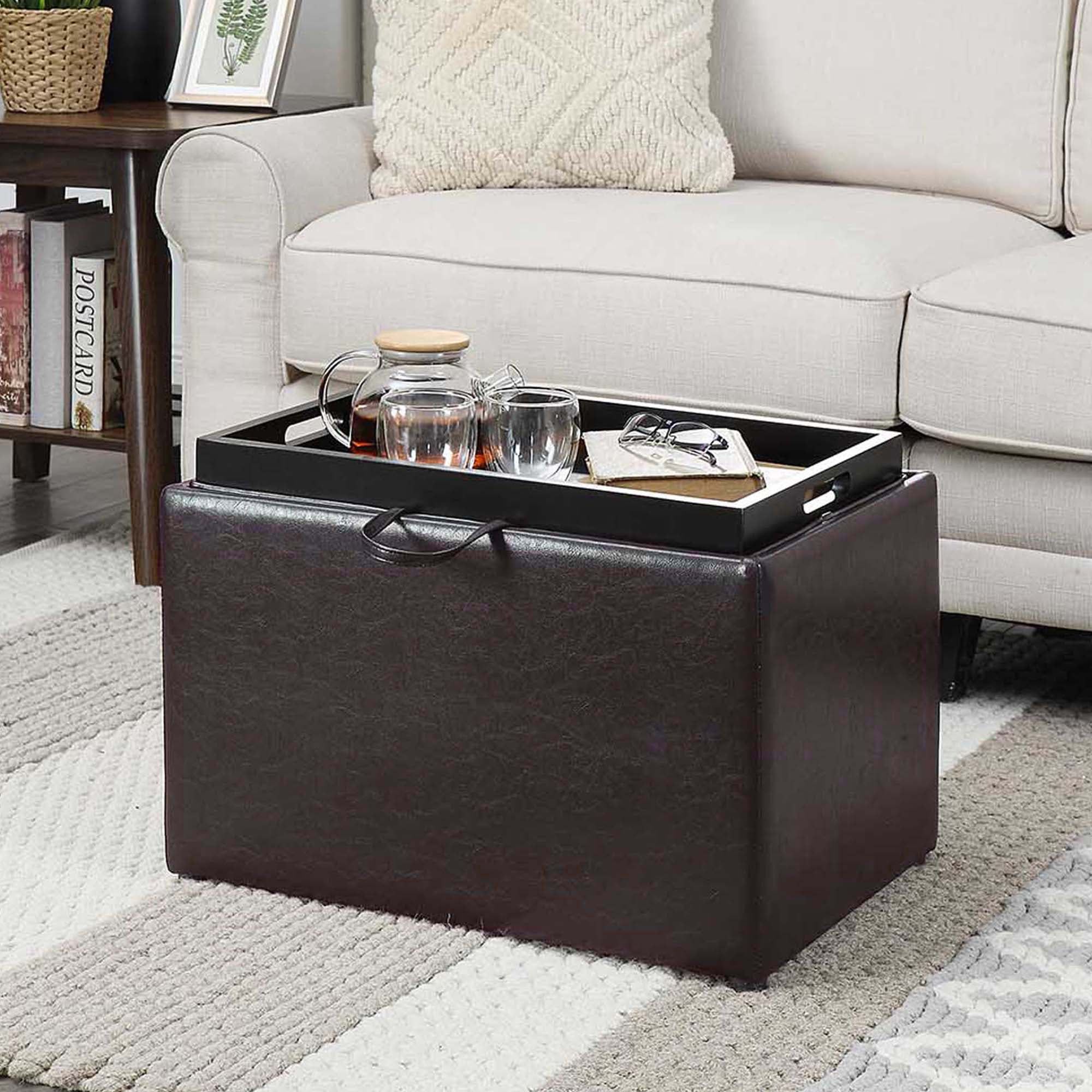 Convenience Concepts Designs4comfort Accent Storage Ottoman With Reversible  Tray – Walmart Inside Ottomans With Stool And Reversible Tray (View 10 of 15)